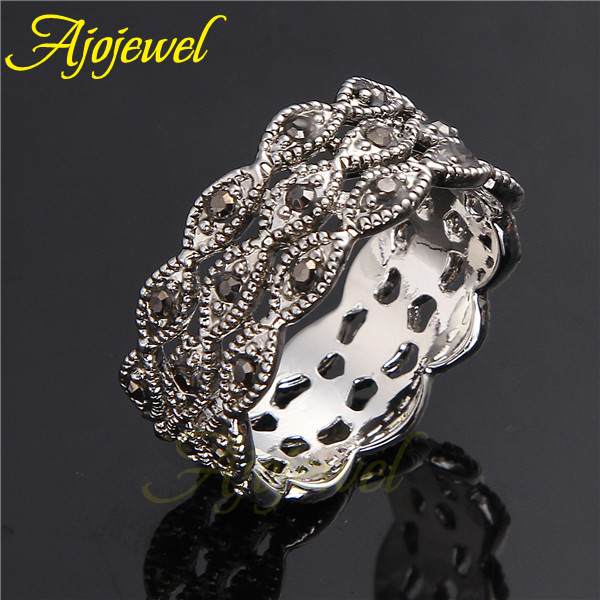 Ajojewel แหวนพลอยเทียม3ชั้นสีด - Vintage Collectible Jewelry บทวิจารณ์และราคา