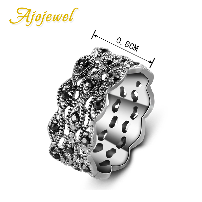 Ajojewel แหวนพลอยเทียม3ชั้นสีด - Vintage Collectible Jewelry บทวิจารณ์และราคา