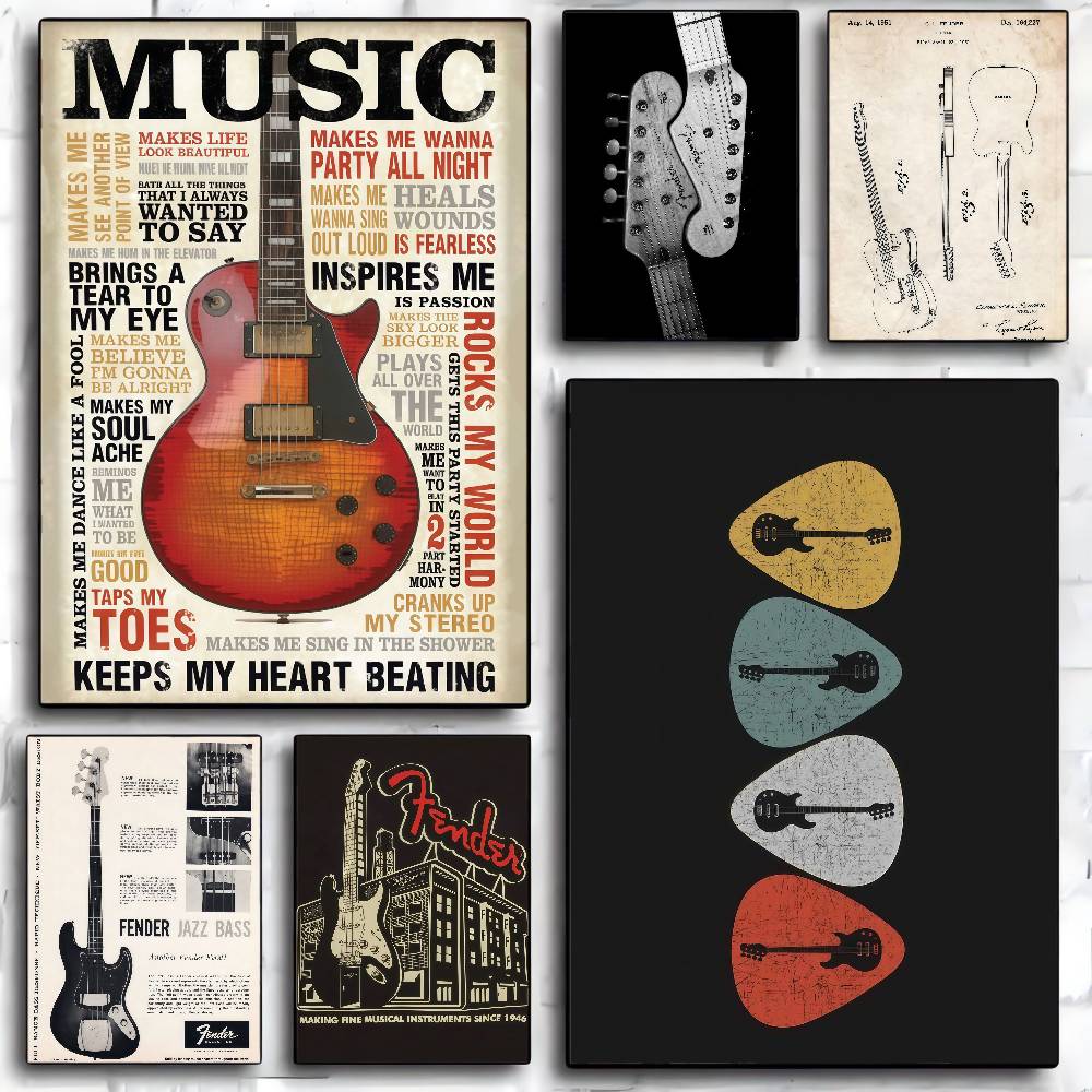 คอลเลกชันกีตาร์ศิลปะกาวในตัวโป - Vintage Collectible Posters บทวิจารณ์และราคา