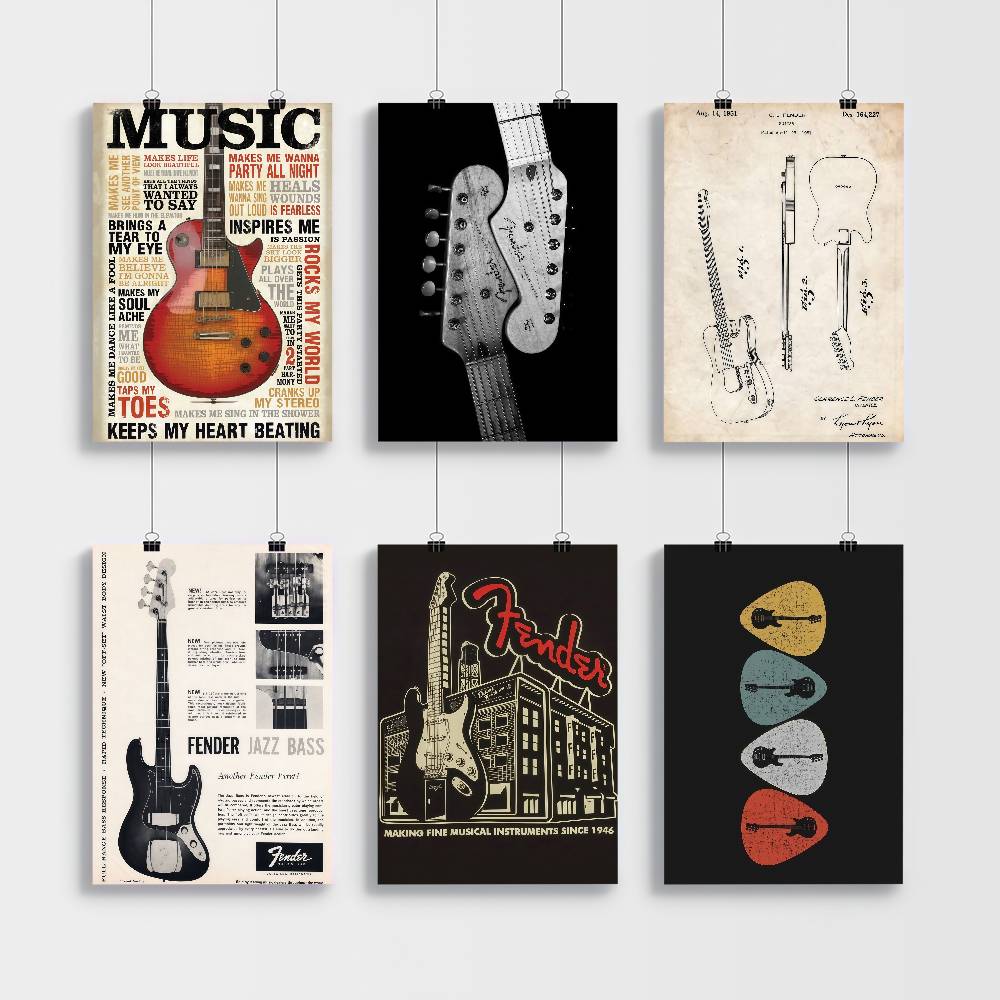 คอลเลกชันกีตาร์ศิลปะกาวในตัวโป - Vintage Collectible Posters บทวิจารณ์และราคา