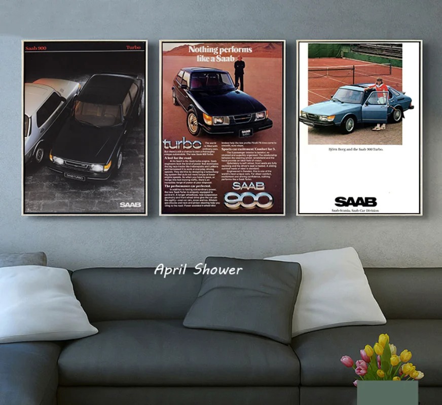 Saab 900เทอร์โบวินเทจคลาสสิกโป - Vintage Collectible Posters บทวิจารณ์และราคา