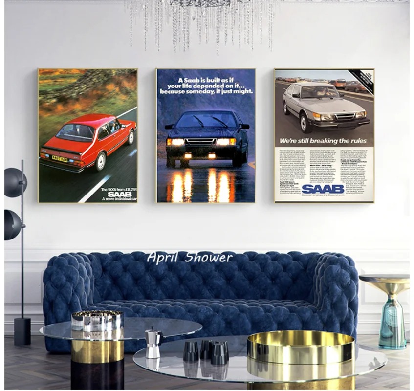 Saab 900เทอร์โบวินเทจคลาสสิกโป - Vintage Collectible Posters บทวิจารณ์และราคา