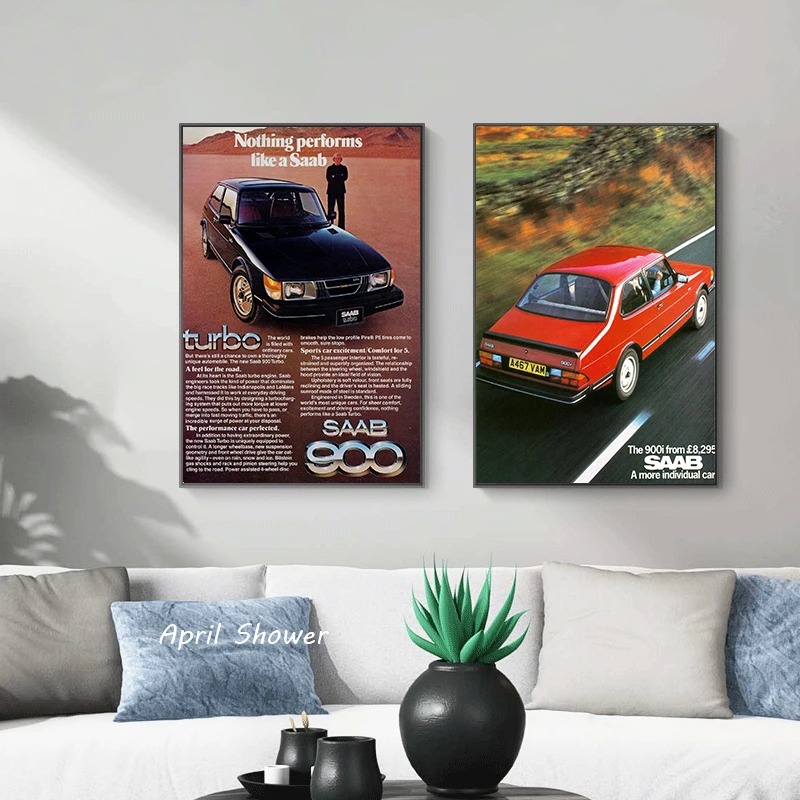 Saab 900เทอร์โบวินเทจคลาสสิกโป - Vintage Collectible Posters บทวิจารณ์และราคา